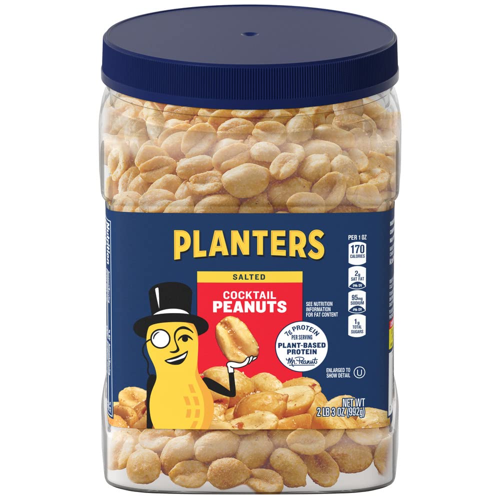 PLANTERS Salted Cocktail Peanuts 35 Oz Resealable Jar Heart Healthy PLANTERS Salted Cocktail Peanuts 35 Oz Resealable Jar Heart Healthy