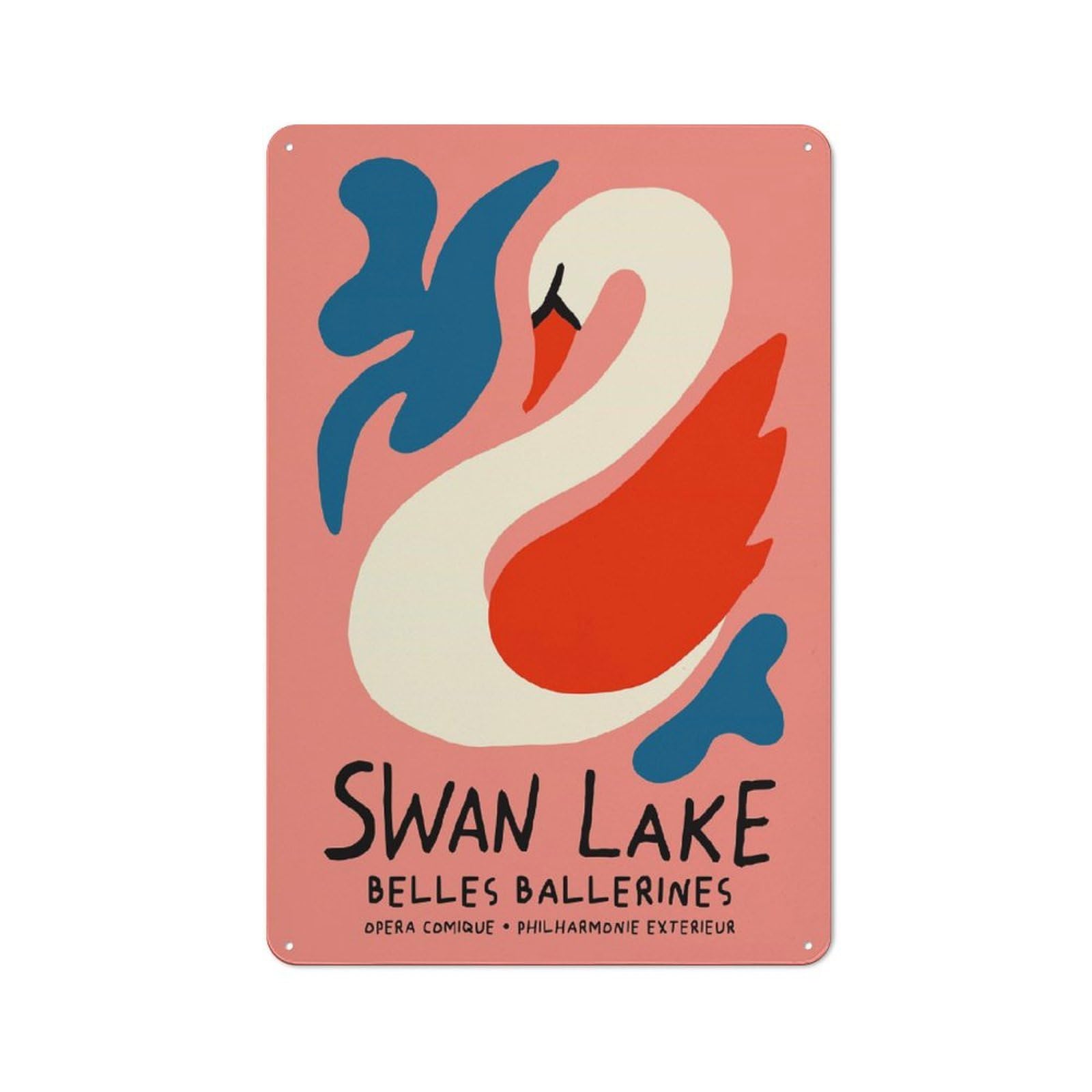 Junmoney Style-13 Swan Lake Ballet Decorative Tin Sign 30X20cm, Rustic Rustic Kitchen Decor For Kitchen, Cottage, Porch Or Garden Room