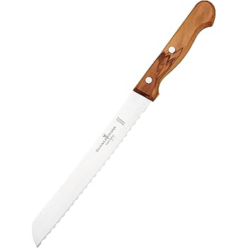 Amazon De Schwertkrone Brotmesser Wellenschliff Olivenholz Aus Solingen Klingenlange 20 Cm 8 Rostfrei Brotsage