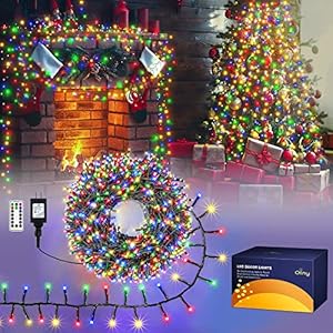 Ollny Christmas Lights Outdoor Cluster Lights – 400 LED 20ft 4X Bright 8 Modes Memory, Christmas Tree Lights Plug in…