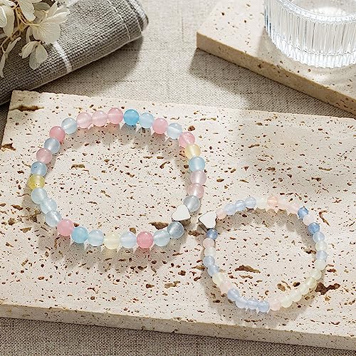 First Day of Kindergarten Preschool Mommy and Me Bracelets, Back To School Gifts, Heart Beadeds Mom and Daughter Bracelets, Mother Daughter Bracelets set for 2 One big and one small bracelet2