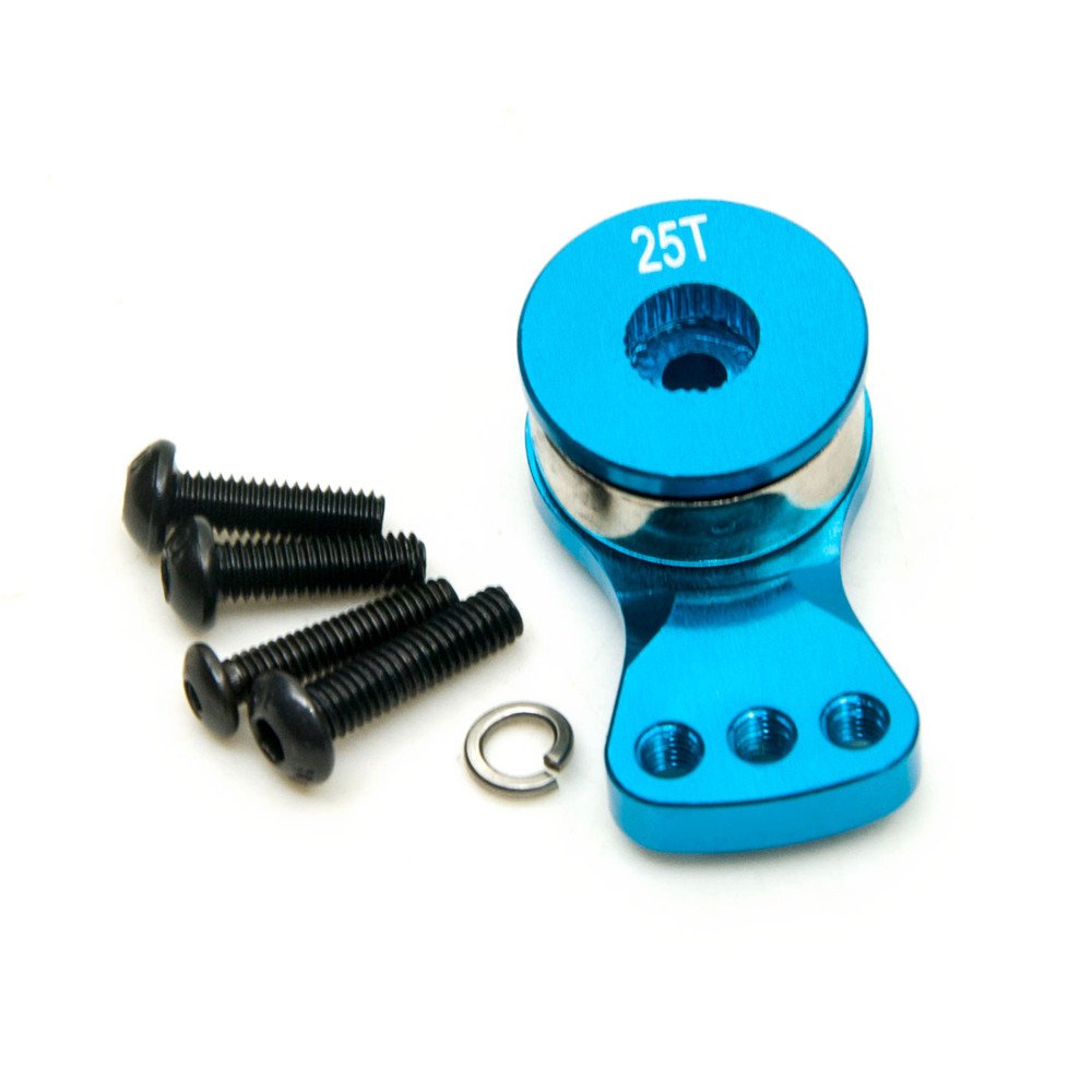 MORFUM Aluminum Alloy 25T Servo Saver 3 Holes/5 Holes Adjustable Servo Horn 25T Adjustable Arm Compatible with Futaba Tamiya Servos 1/10 Tra-xxas RC Car Boat Helicopter Upgrades (Blue-M)