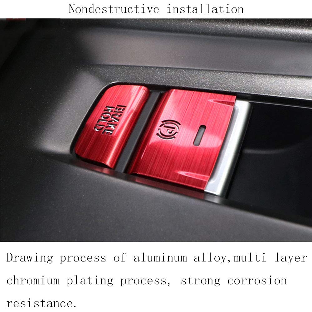 Boltry Car Aluminum Alloy Gear Shift Panel Button Cap Electronic Handbrake Parking P Gear Brake Hold Frame Cover Decal Trim Accessories 9Pcs for Honda Accord 2018-2020 Hybrid Version (RED)