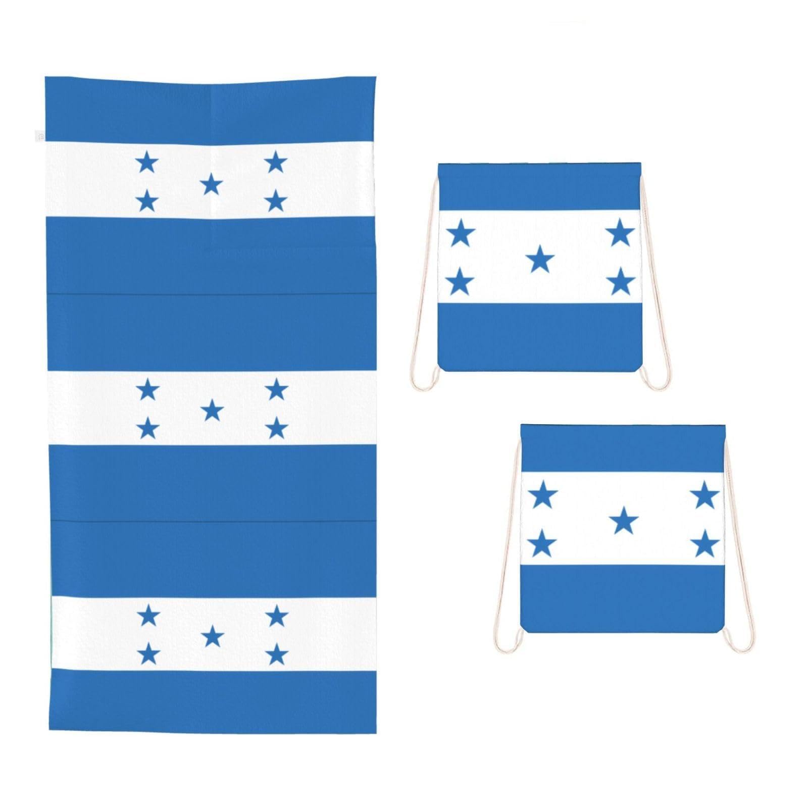 CNTDBU Flag of Honduras 2 in 1 Packable Towel Bag-Large Beach Towel with Stuff Sack, Super Absorbent Microfiber Travel Towel for Pool