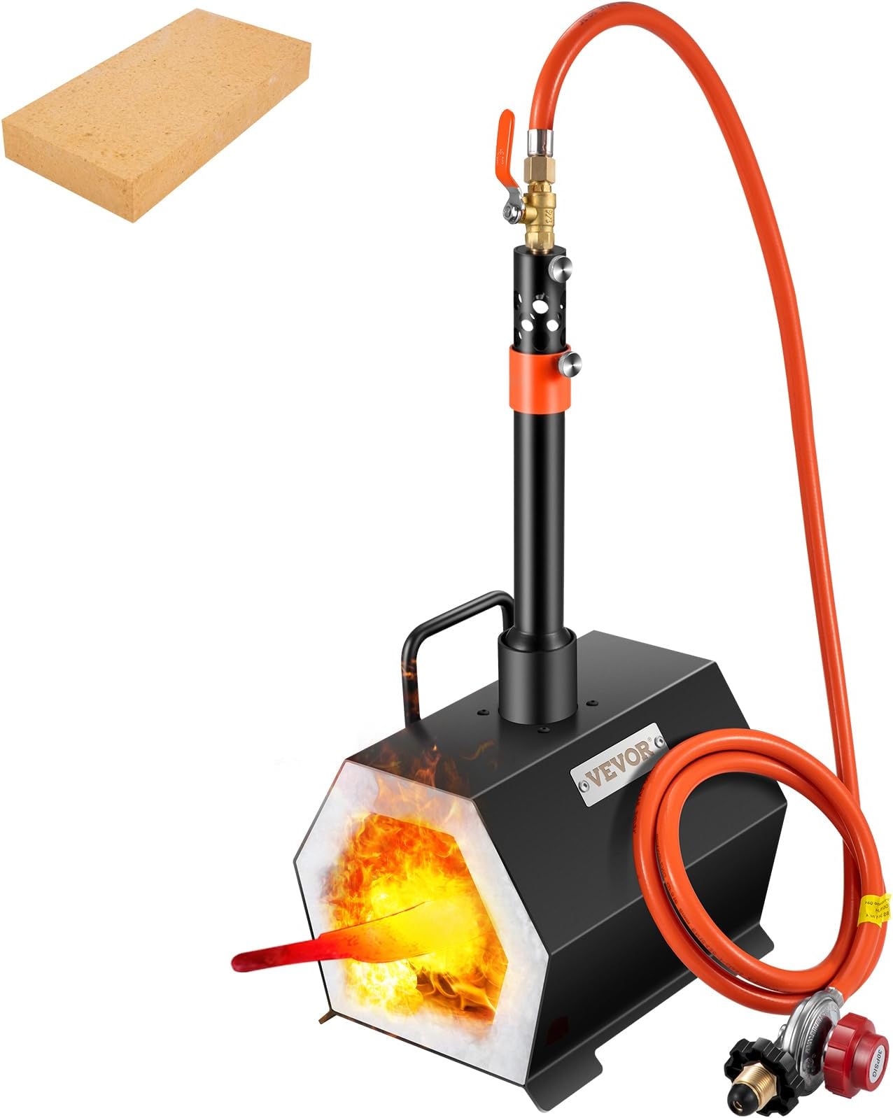 VEVOR Propane Forge Portable, Single Burner 2600°F Metal and Knife Forge, Large Capacity Blacksmithing Farrier Forges, Gas Forging Tools and Equipment, Complete Mini Forge Kit