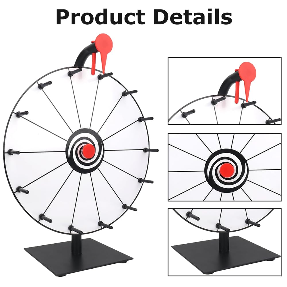 Ruota della fortuna da ruotare, 30 cm, da personalizzare con 14 slot, spinning Prize Wheel giocattolo con gomma e pennarello, per carnevale, vincere giochi Fortune Spin, bianco e nero