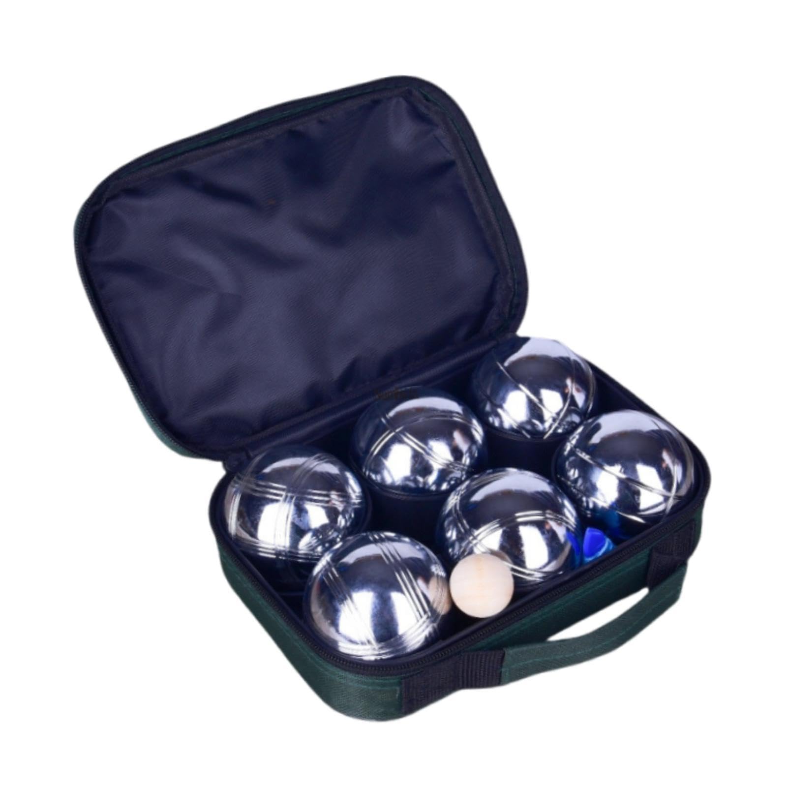 B Baosity 8 Pieces Game Bocce Balls Boules Sports Accessory Chrome Balls with Practical Bag Suitable for Adults Children Garden Outdoor Meetings