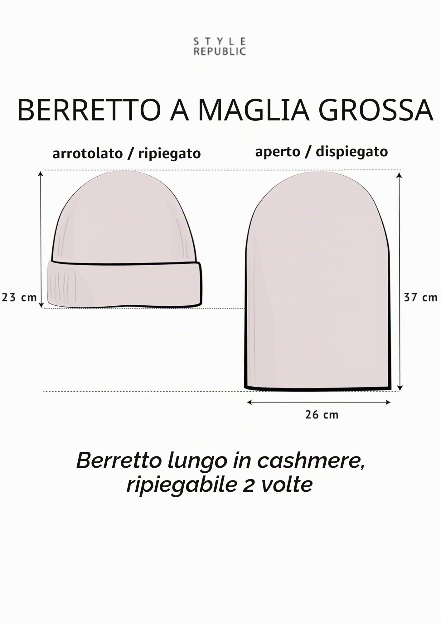 Style & Republic Berretto da Donna in Cashmere in 100% Cashmere – Il Tuo Morbido Berretto di Alta qualità per Eleganti momenti Autunnali e Invernali – Disponibile in Diverse tonalità
