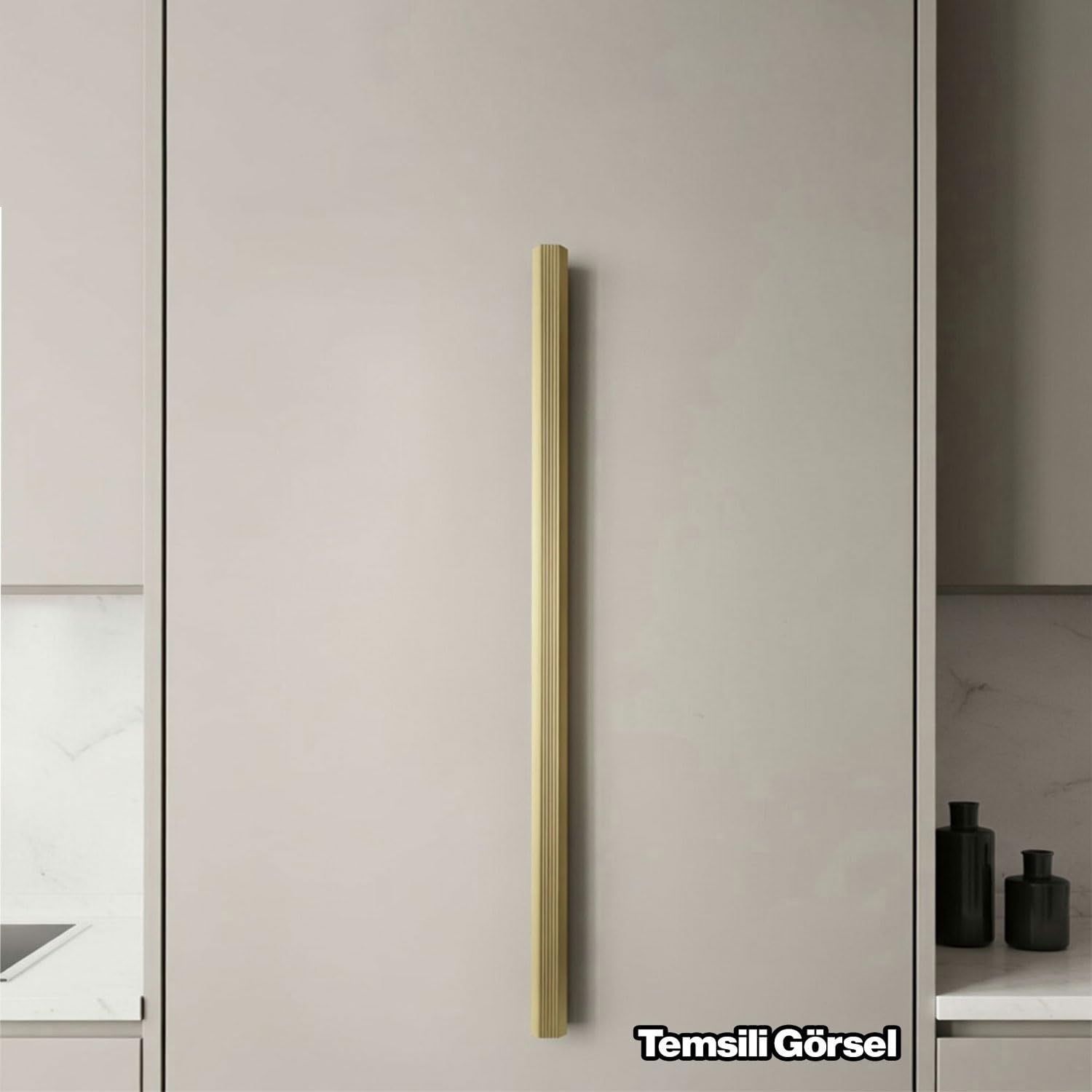 TOROS Çizgili Soft Altın Çekmece ve Dolap Kulp 320 mm Modern Gardırop Mutfak Banyo Mobilya Kulbu