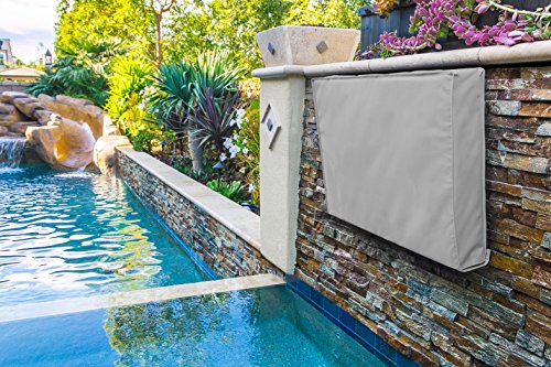 Outdoor TV Cover 30\" - 32\" Gray Weatherproof Universal Protector for LCD, LED, Plasma Television Screens. Built in Bottom Cover and Remote Storage. Compatible with Standard Mounts and Stands. - Thumbnail 3