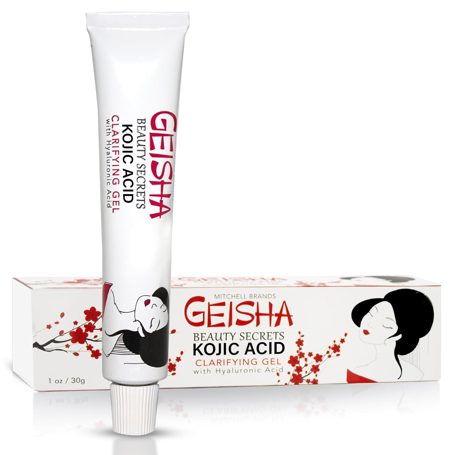 OMIC Geisha, Kojic Acid Gel - 1 fl oz / 30g – Skin Brightening, Clarifying Gel for Face, Body, Hands, Armpits – Hyaluronic Acid