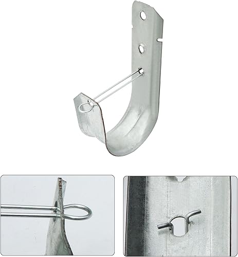 Miniatura 8 de Xadnitu Soporte de cable con gancho en J con clip angular, cable de metal resistente de 2 pulgadas, ganchos en J para fijar superficies horizontales