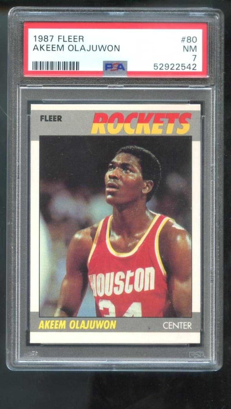 Akeem Olajuwon Card 1987-88 Fleer #80 PSA 7