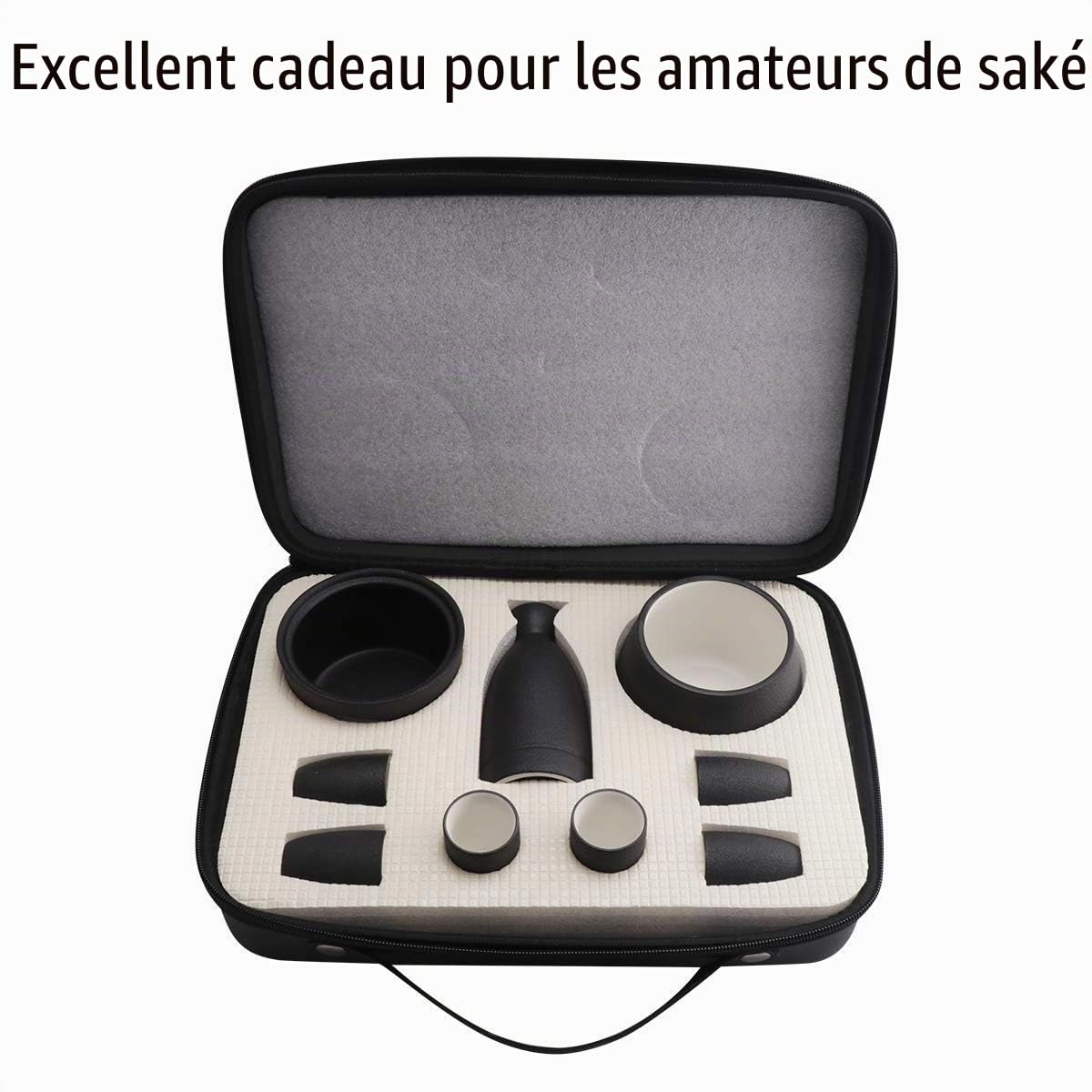 Sake set cups with warmer - Boîte de rangement en porcelaine traditionnelle en céramique japonaise, boisson chaude, 9pcs comprend réchaud réchaud bouteille de saké pour 6 tasses
