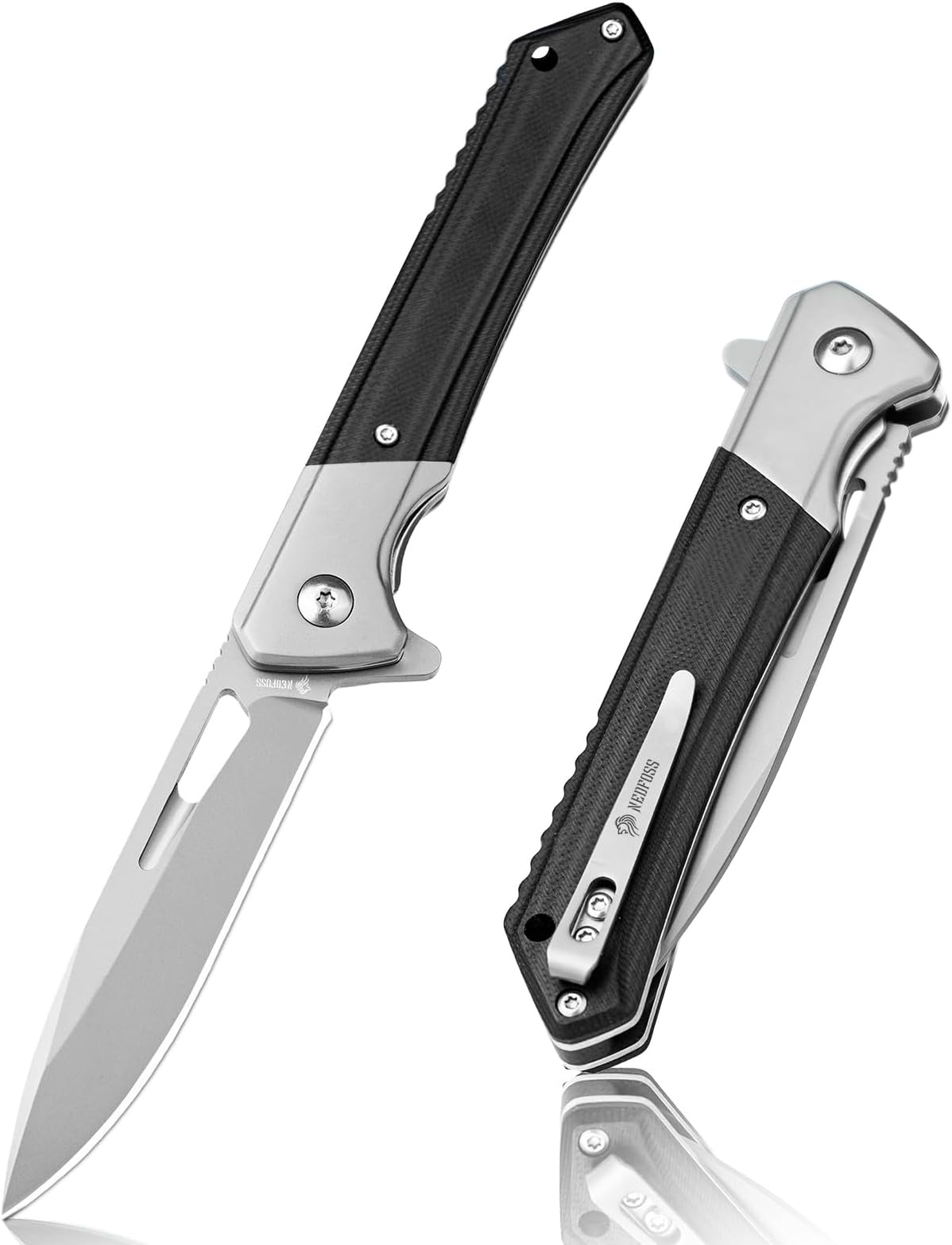 ELF Pocket Knife, 3.3" D2 Blade EDC Knife with G10 Handle, Flipper Open, Deep Carry Pocket Clip, Lightweight Slim Utility Folding Knives for Men Women