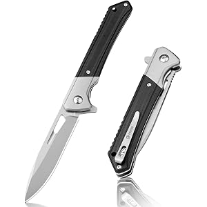 NedFoss ELF Pocket Knife, 3.3" D2 Blade EDC Knife with G10 Handle, Flipper Open, Deep Carry Pocket Clip, Lightweight Slim Utility Folding Knives for Men Women