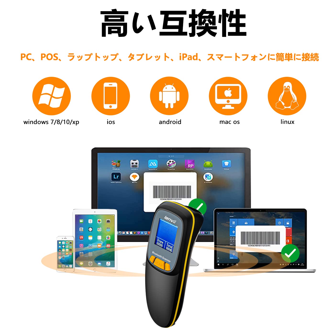 Amazon.co.jp: LENVII R777 バーコードスキャナー 1次元 2次元