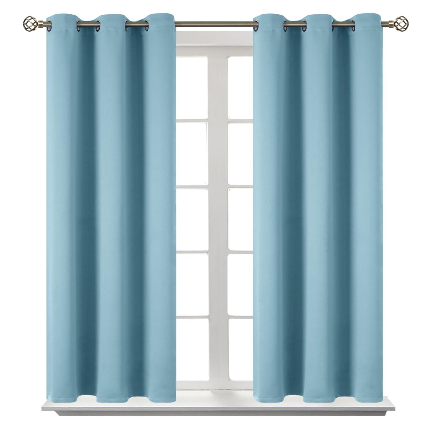 BGment Short Curtains for Small Window 45 Inch Long - Greyish Blue 2 Panels