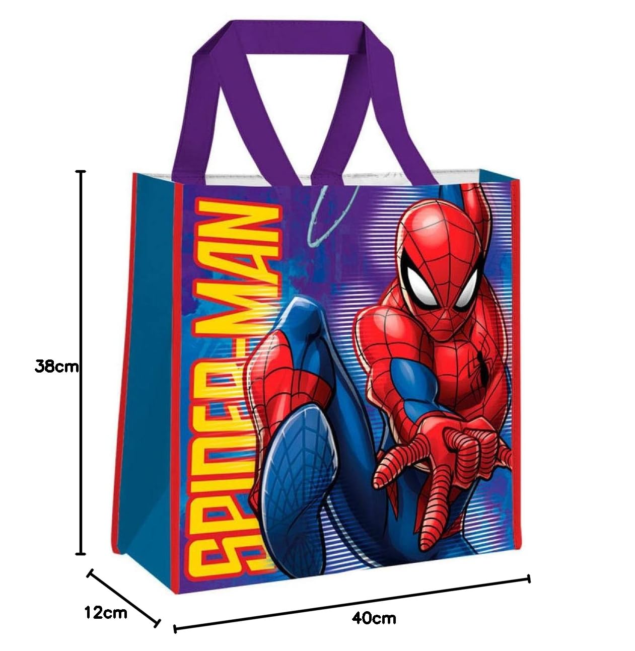 Spiderman Bolsa Shopping Bag 38x38x12cm de Bolsa de Tela Y de Playa, 40 cm, Multicolor