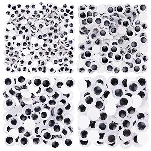 The Bead Shop Self-Adhesive Googly Eyes Sticky Wobbly Craft 300 Assorted Pieces 6mm to 12mm