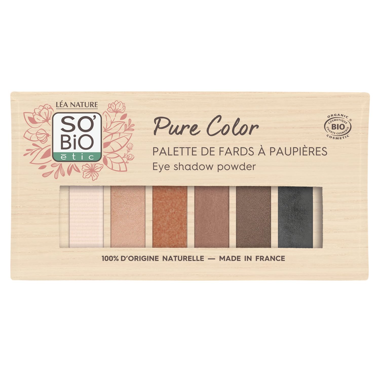 Sublimez votre regard avec des teintes infinies — SO'BIO ETIC Palette Pure Color, fard à paupières bio texture ultra fine, 6 teintes mats et irisés, 10,8g