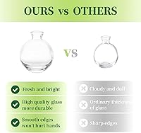 Vista 2 de Juego de 3 jarrones de vidrio para capullos, jarrones pequeños transparentes lindos Hewory hechos a mano, mini jarrón de vidrio para flores