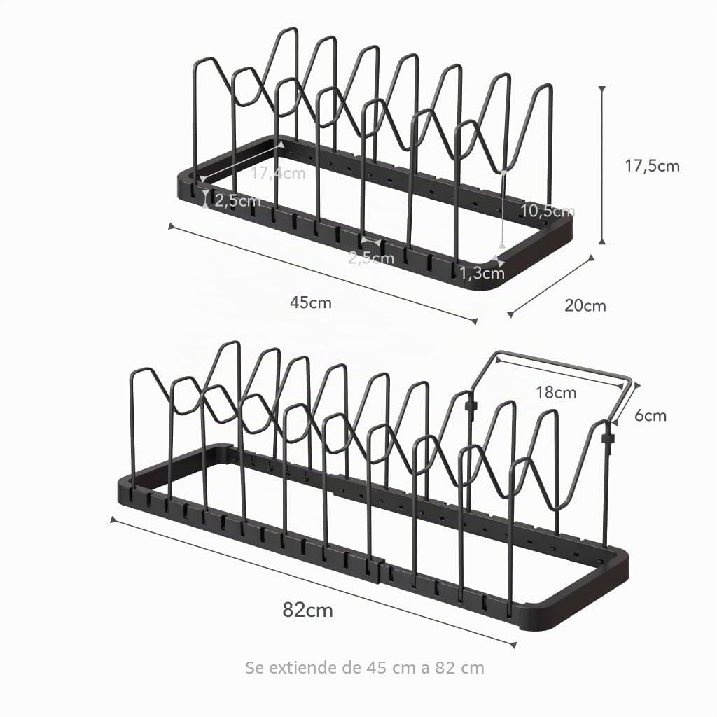 YAMAZAKI Torre Soporte para sartenes, Plástico Acero aleado, Negro