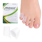Welnove Pinky Toe Sleeves Protectors - 12-Pack Aloe Vera Extract Infused Silicone Toe Covers for Corns, Calluses, Blisters - Soft Gel Protector Toe Cushions for Pain Relief