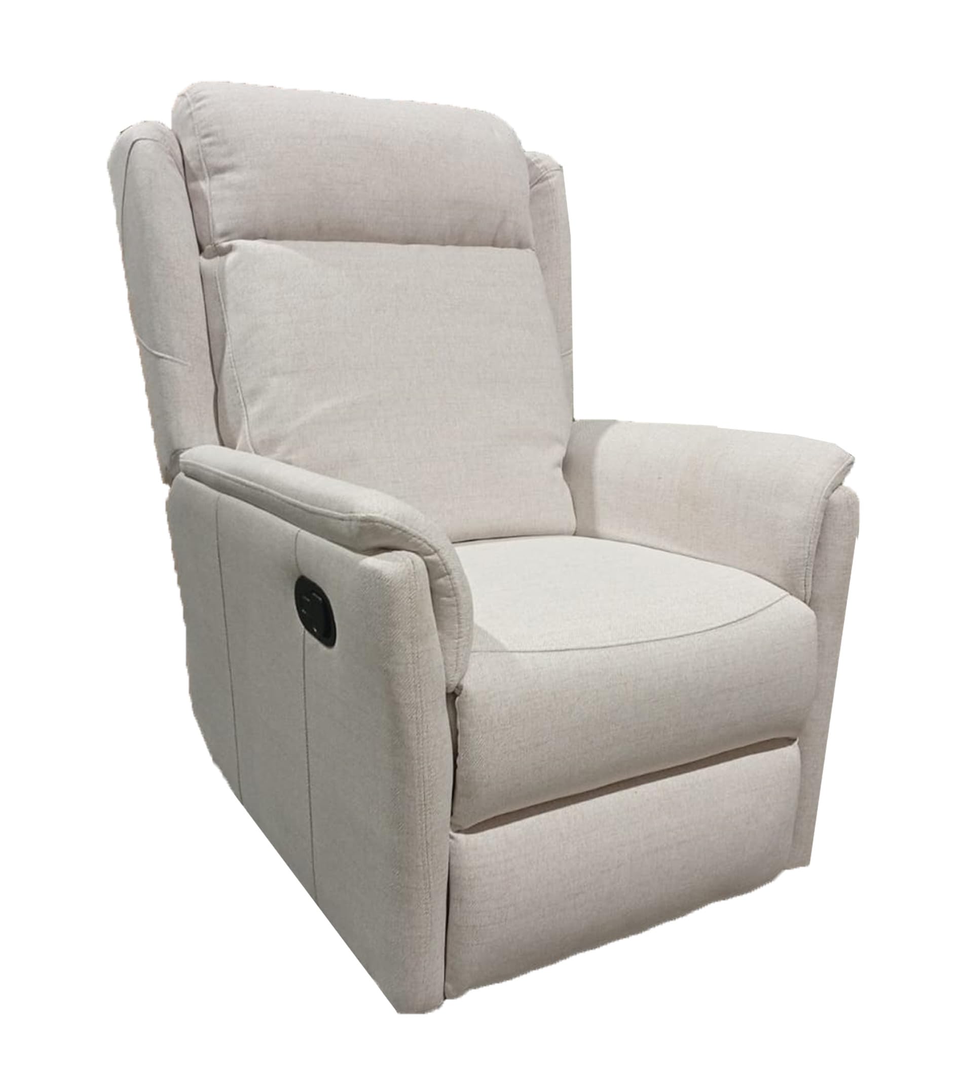 SWEET SOFA® Sillón Relax Reclinable Nievis con Palanca y Reposapiés Elevable, Tapizado en Tela Beige, Estructura de Madera y Acero, 107x72x98 cm, Butaca Individual para Salón o Descanso