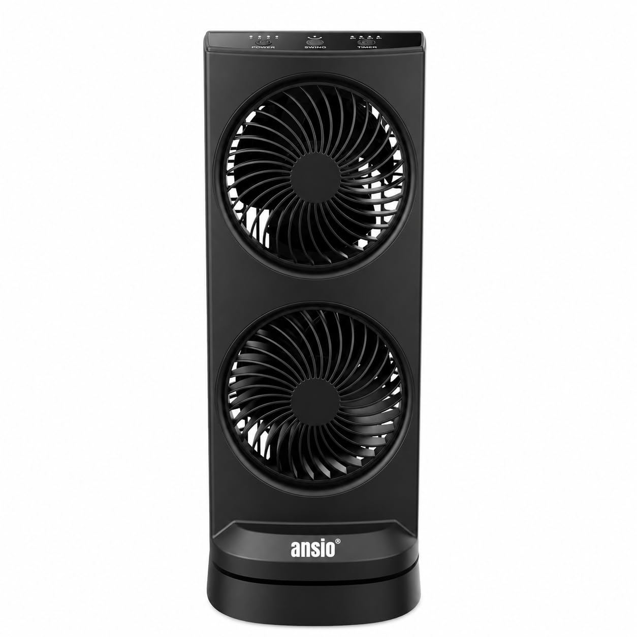 ANSIO 13 Inch Mini Tower Fan with 4 Speed Settings, 90° Oscillation, 15 Hour Timer, Brushless DC Motor, Portable Desk & Table Fan with Carry Handle, 10W Energy Saving Fan for Home, Bedroom & Office