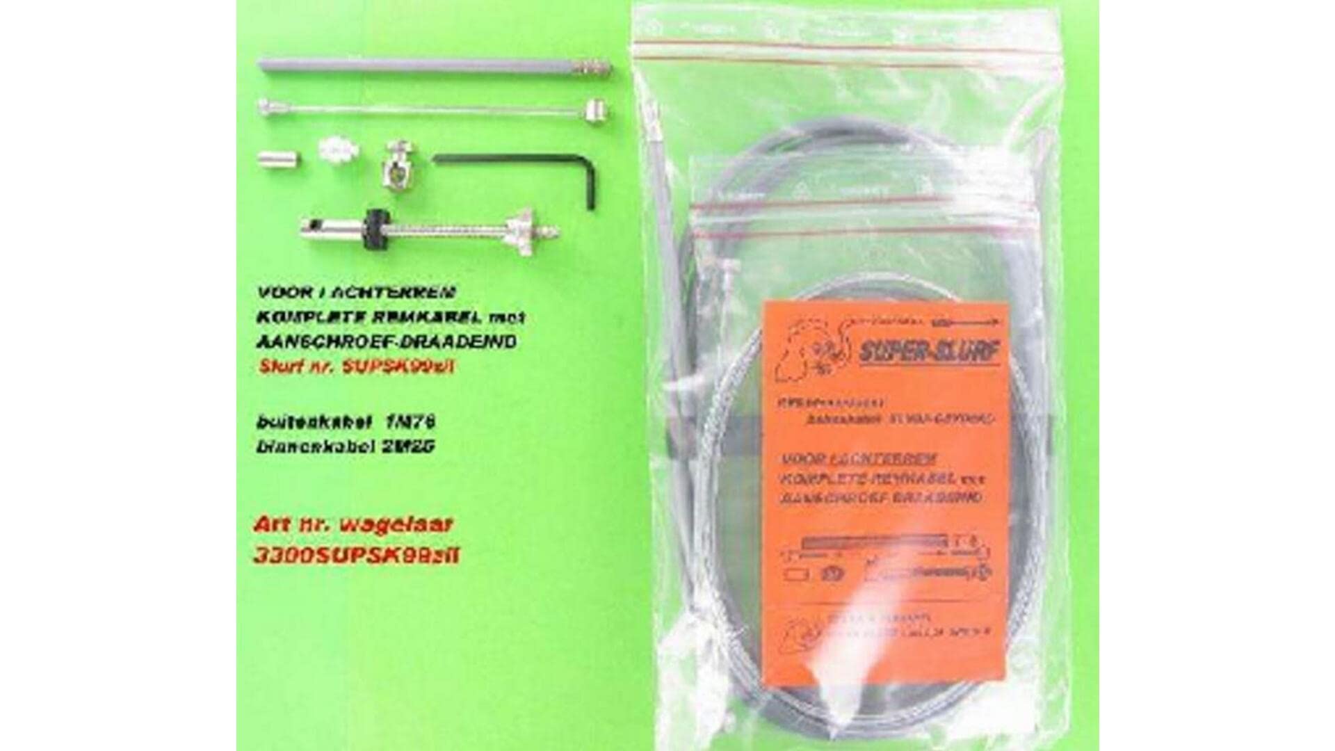 Brake Cable For Front/Rear Drum Brake Complete Silver