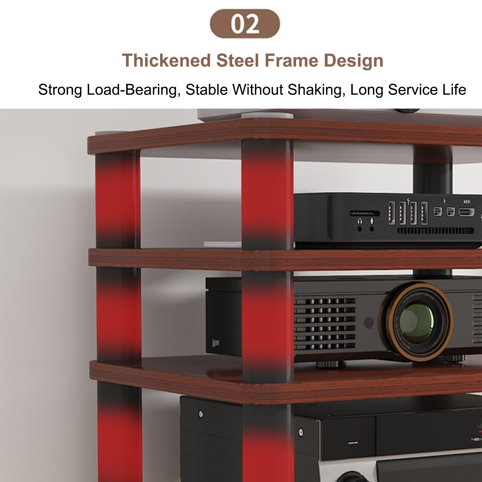 Moderno soporte para gabinete AV, estante para reproducción de discos, soporte de CD/DVD para consolas de juegos y cajas de TV, amplio espacio, marrón, 50 x 47 cm