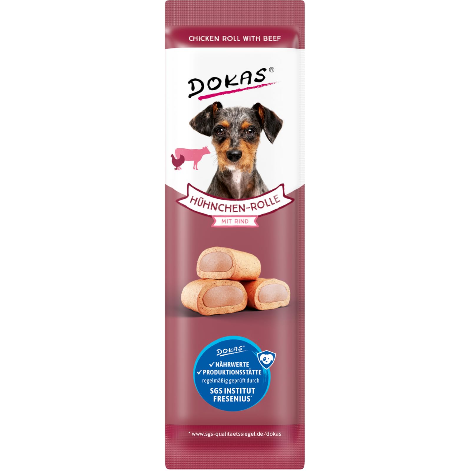 DOKAS - Rolka z kurczakiem z wołowiną, 1 opakowanie (1 x 10 g)