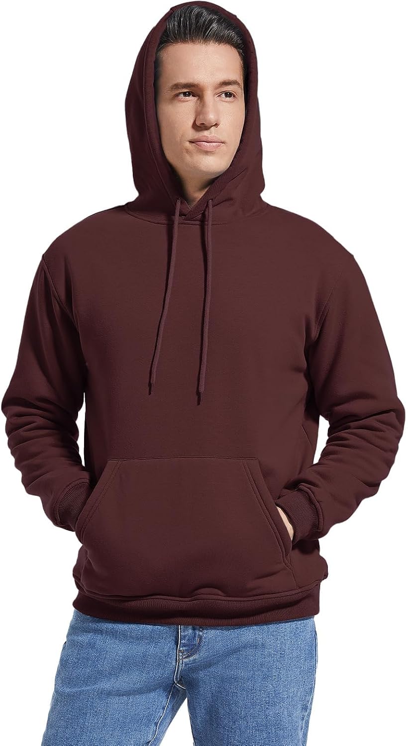 Gesean Men's Cotton Fleece Pullover Hoodie Long Sleeve Hooded Sweatshirt with Kangaroo Pocket - Image 5
