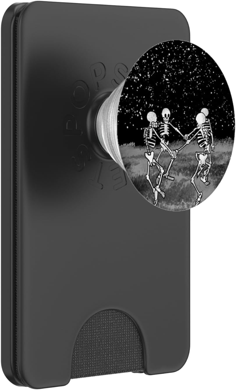 Skeletons Dancing Night Sky Cool Goth Aesthetic Halloween PopSockets PopWallet for MagSafe