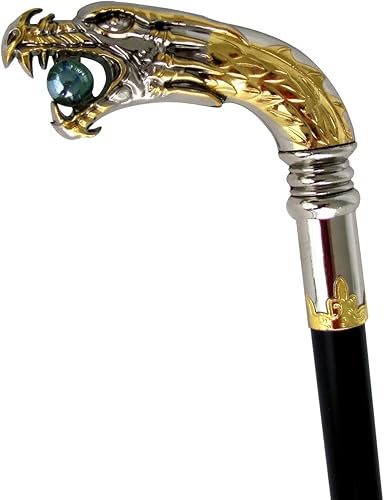 Miniatura 2 de Bastón plateado con cabeza de dragón