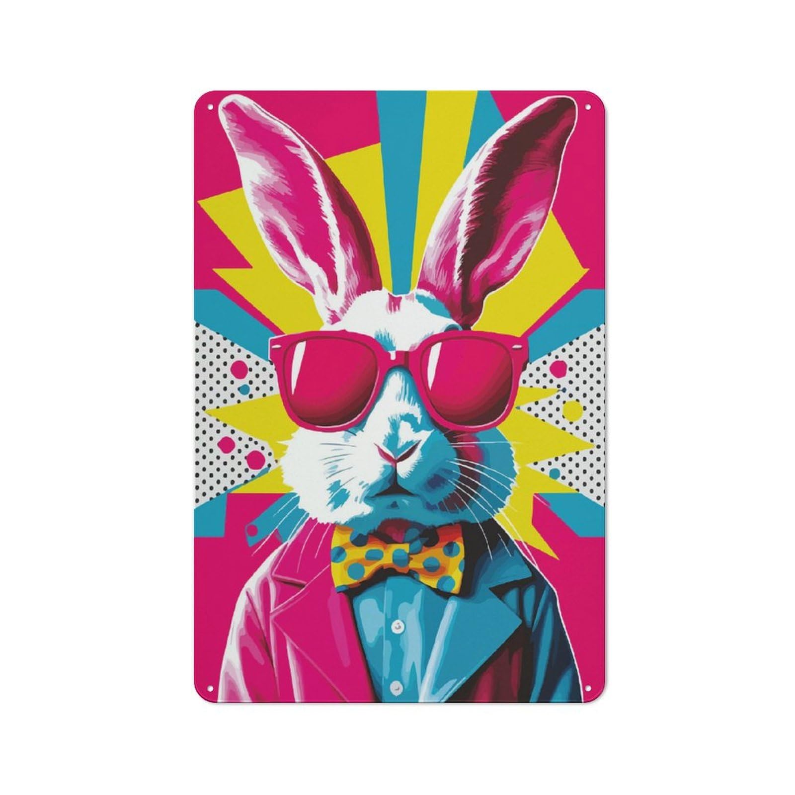 Junmoney Cool Bunny In Sunglasses Garden Room Metal Sign With Design 30X20cm, Rustic Porch Wall Decor For Patio Bar, Workshop, Shed Or Kitchen