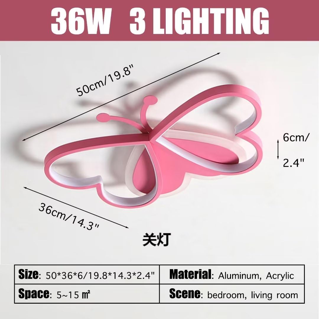 Lámpara de Techo LED 3D Mariposa - Diseño Animado para Niños, Dormitorio con 3 Luces