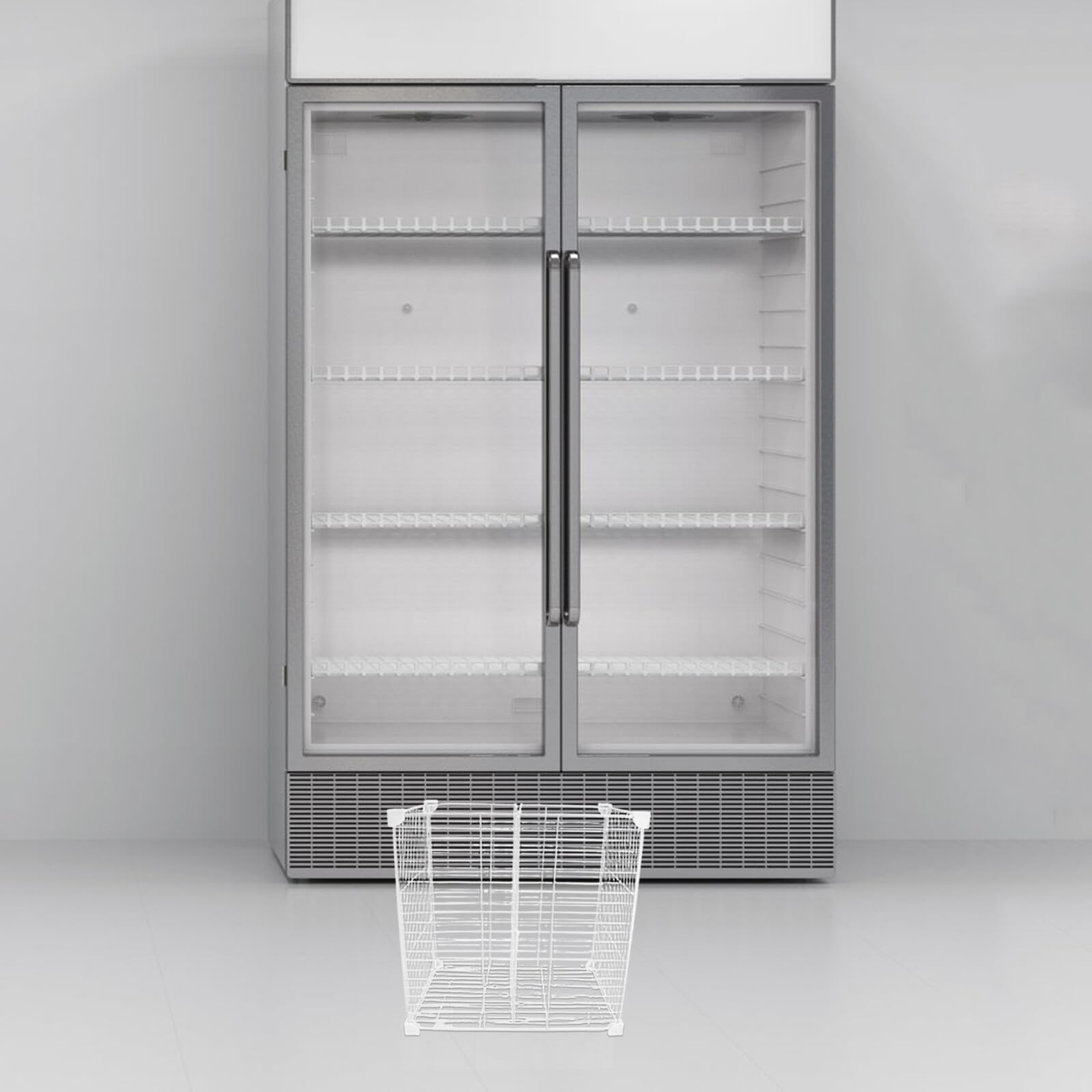 Gefriertruhen Organizer Metallkorb mit 2 Fächern Modularer Kühlschrank Aufbewahrungsbehälter Kältebeständige Trennwand für Gefrierschrank und Kühlschrank Platzsparender