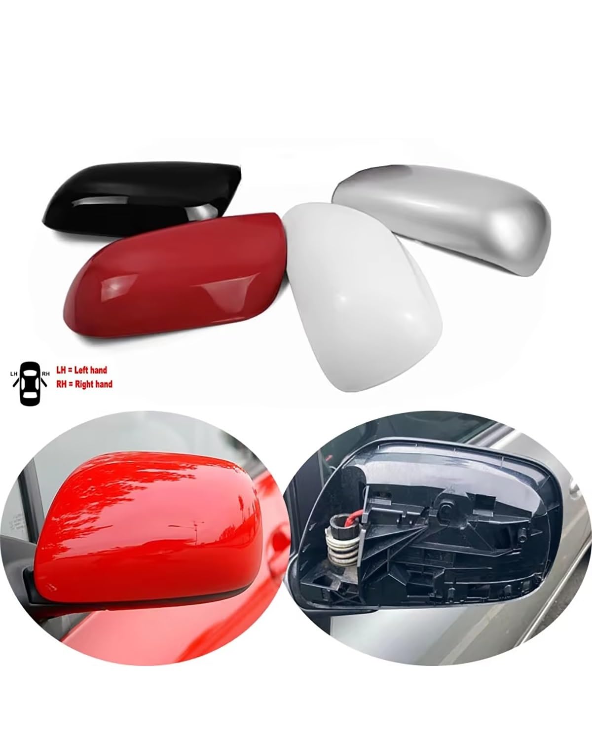 Tapa Espejo retrovisor Coche Cubierta Espejo Retrovisor Coche Para Auris 2006-2012(Silver Left)