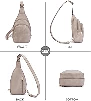 Vista 98 de Telena Riñonera pequeña para mujer, de cuero, cangureras, bolsa de pecho para mujer 3-camel marrón