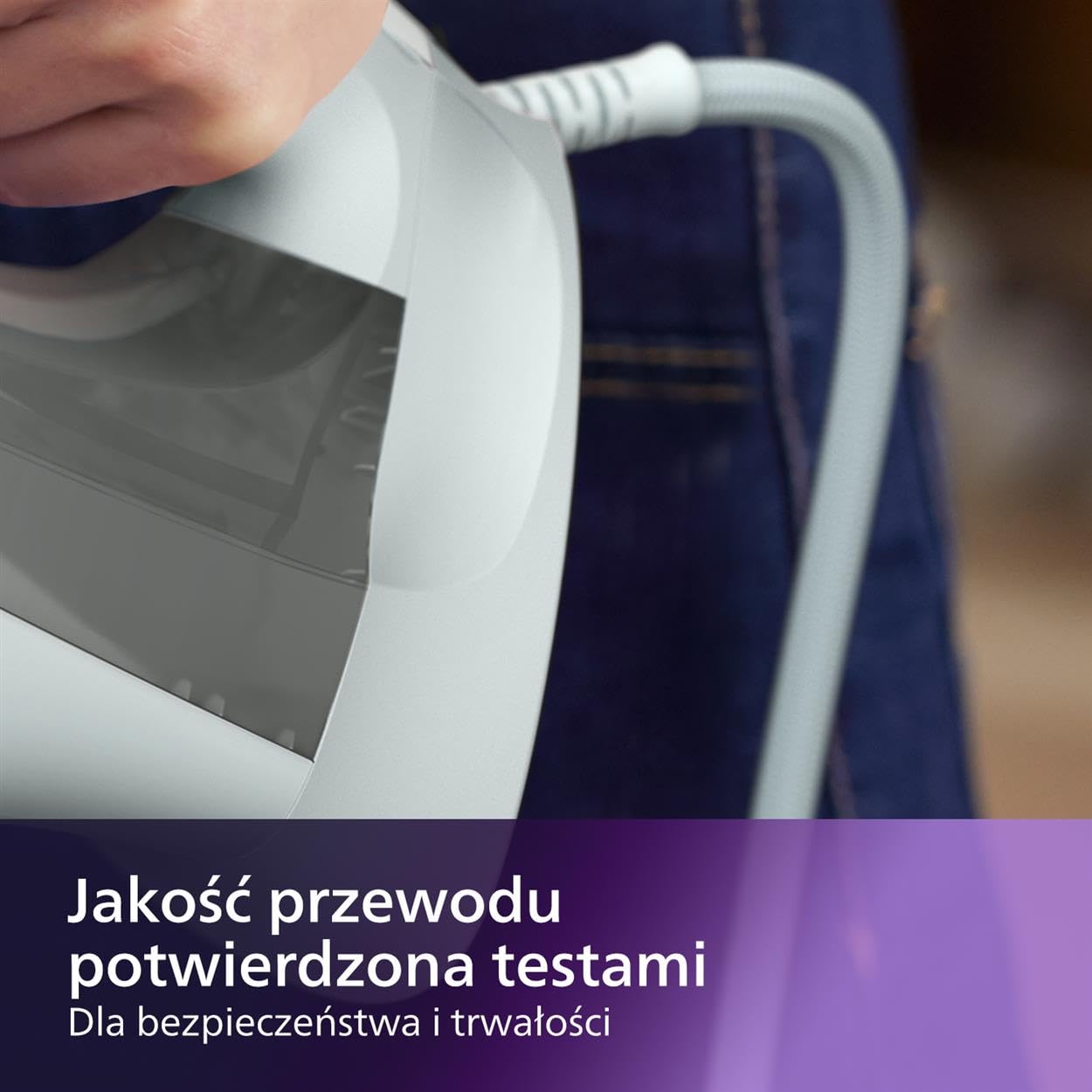 Philips Żelazko Parowe z serii 5000-2400W, Strumień pary 40g/min, Silne uderzenie pary 160g, Pionowy strumień pary, Stopa żelazka SteamGlide Plus, Białe/Szare (DST5010/10)