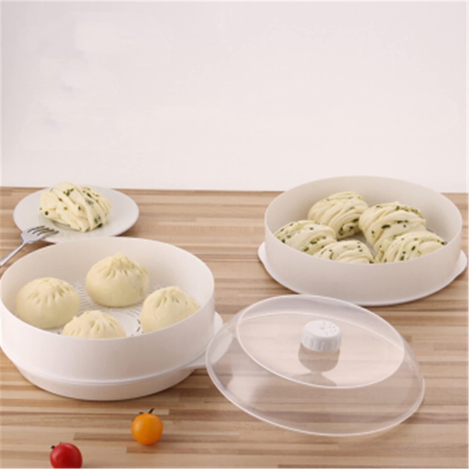 Vaporiera Per Microonde | Doppio Strato Ampio | Cottura Al Vapore Sana E Rapida | Colore Bianco