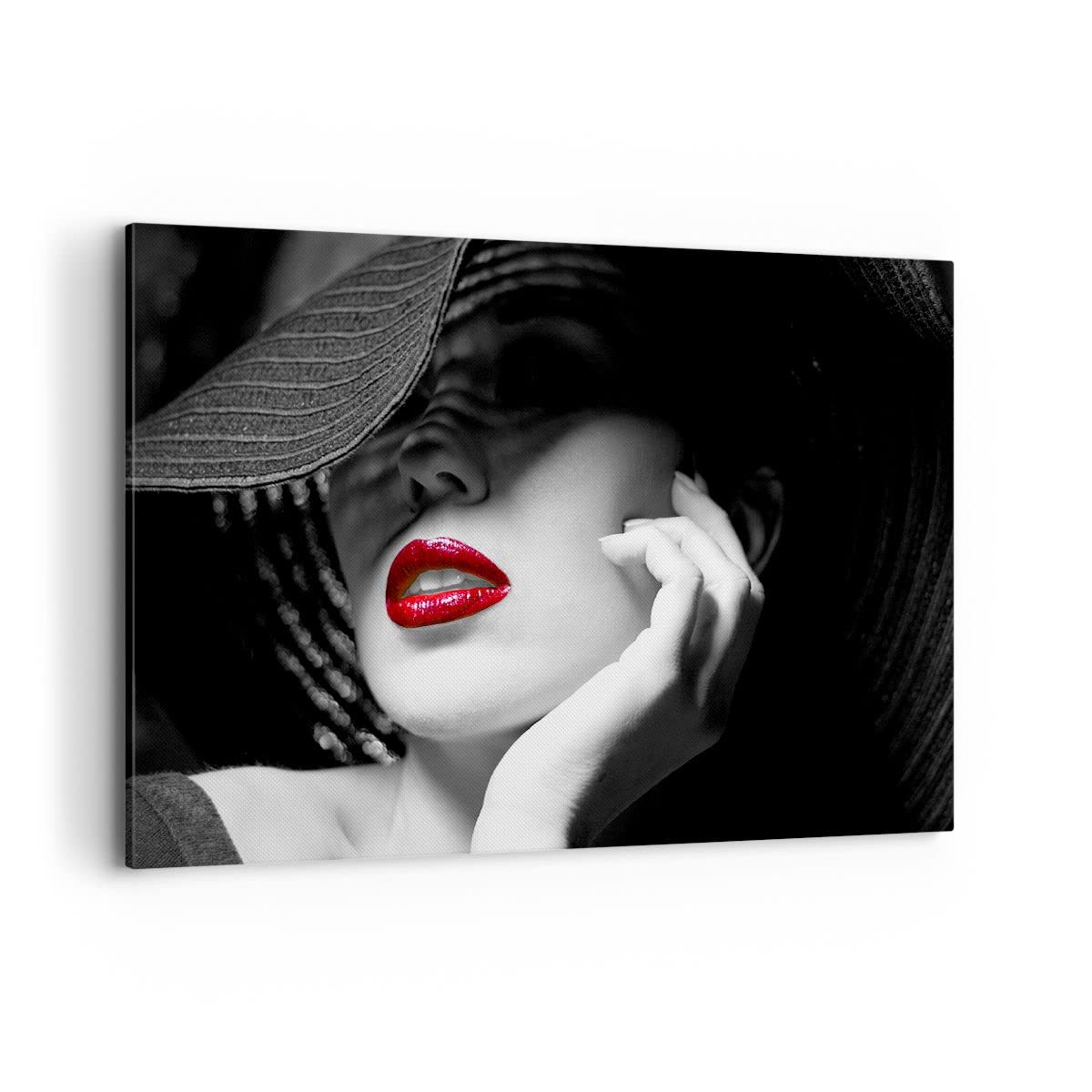 Cuadros Decoracion Salon mujer cara labios Lienzos decorativos 120x80cm Cuadro Sobre Lienzo Moderno Dormitorio Cocina Cuadros Pared Imágenes Wall Art Prints Decor Canvas Grande XXL AA120x80-3618