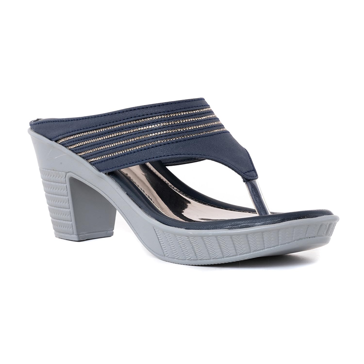 Khadims Cleo Navy High Heel Block Slip On Sandal for Women (5300719) (B0CZXC139Z) Amazon Price History, Amazon Price Tracker