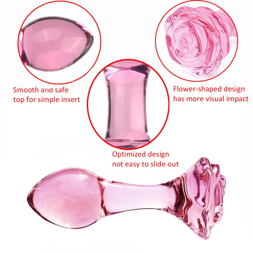 Pink Glass Butt Plug,Crystal Anal Plug,Adult Sex AnalToy,Sex Gifts,S&M Anal Trainer,Portable Bum Bomb Plug,Anal Expander Training Masturbation for Adult Female Men Women Gay and Couples: Flower