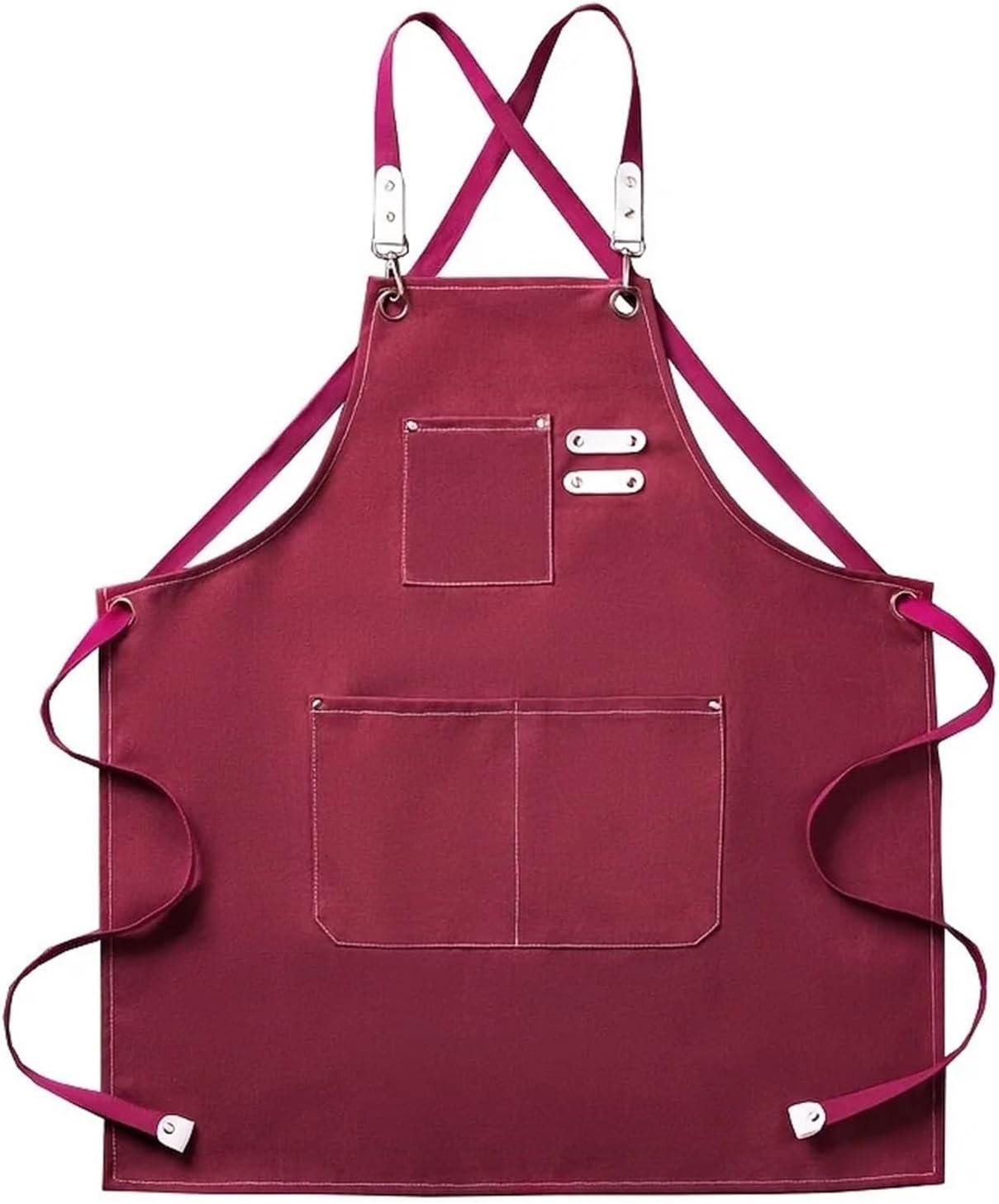 1pc Thickened Canvas Apron With Pockets Durable Crossback Adjustable