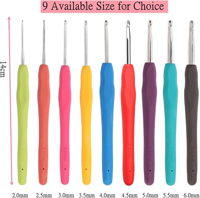 Crochet Hooks Set 31pcs Crochet Kit Soft Grip Handles Knitting Needles Kit with Measuring Tape Stitch Markers Large-Eye Blunt Needle