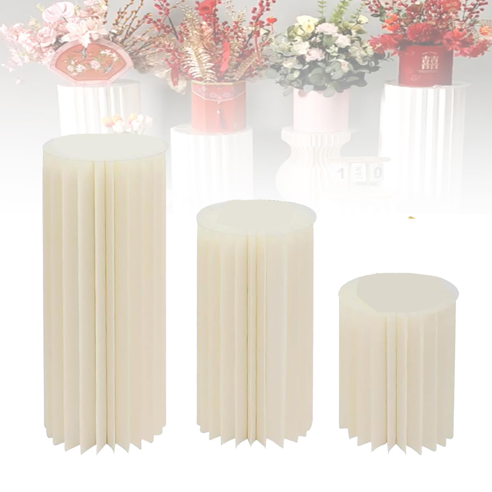 Expositor de papel plegable para decorar mesas de dulces en cumpleaños y bodas