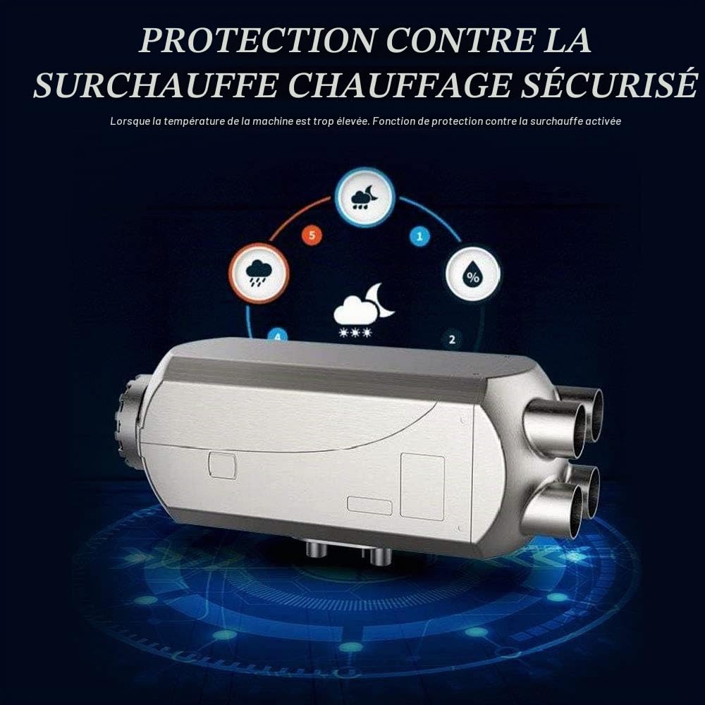 Anbull Chauffage de Voiture d'air diesel 12v 8kw Réchauffeur de voiture d'air (Avec écran LCD bleu & 4 sortie d'air) Préchauffage du moteur de la voiture garée